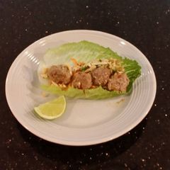 A picture of Asian Spicy/Sweet Meatball lettece Wraps.
