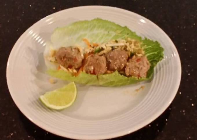 Asian Spicy/Sweet Meatball lettece Wraps
