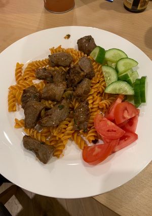 A picture of Vietnamese style Beef and Tomato ‘Pasta’.