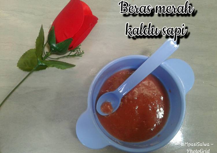 Mpasi Beras Merah + Kaldu Sapi (6w 18d)