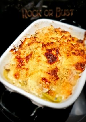 Une photo de Gratin courgettes, poulet et gorgonzola