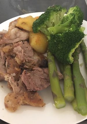 A picture of Garlic Studded Shoulder of Lamb.