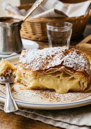 Foto di Bougatsa greca – Sfoglia croccante con crema alla vaniglia