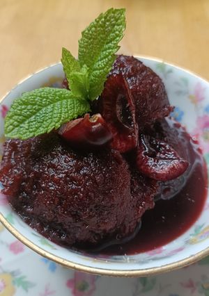 Une photo de 🍒Sorbet Cerise Burlat vanille de Tahiti
