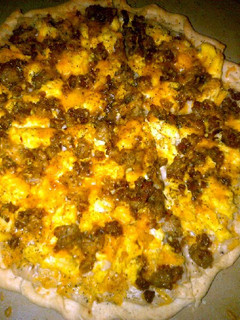 A picture of Breakfast pizza.