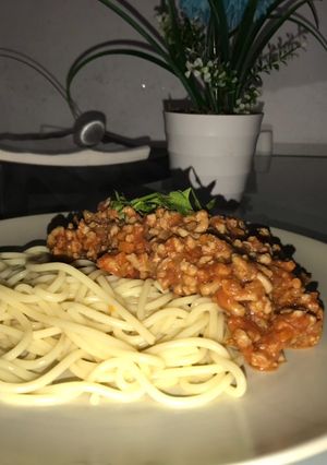 Una foto de Espaguetis a la boloñesa