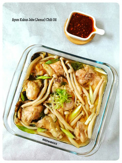 Foto resep Ayam Kukus Jahe (Jamur) Chili Oil