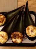 Mini Quiches with Mozzarella, Eggplant Spread, Goat Cheese, and Caramelized Onions