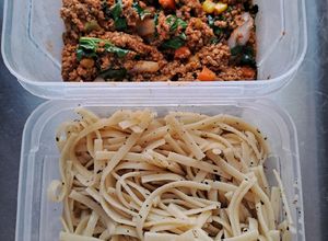 Una foto de Carne molida, chipotle y pasta