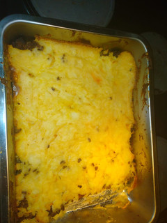 A picture of Oven baked mince and mashed potatoes.