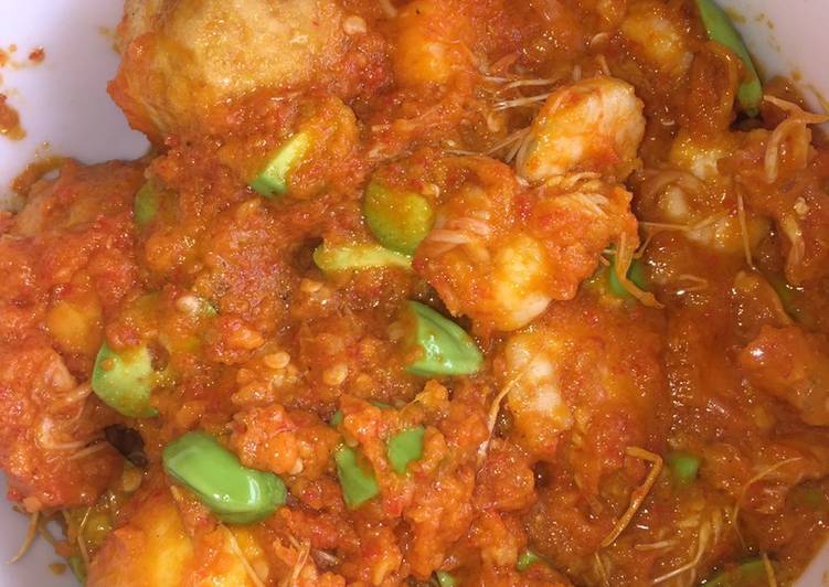 Udang pete bumbu merah