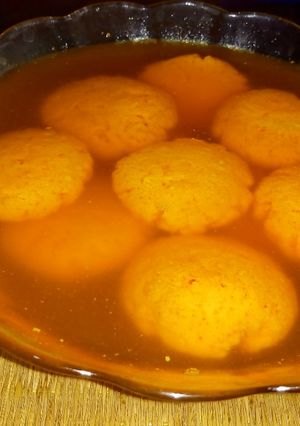 A picture of Narangi rasgulla.