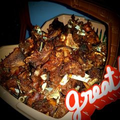 Fried goat meat A picture of Fried goat meat.