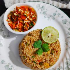 A picture of Brown rice tawa pulav.