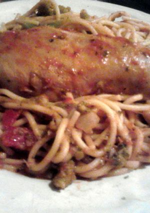A picture of Awsome Balsamic Broccoli chicken pasta.