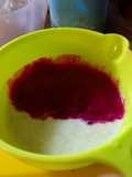 Milky organic baby oat with dragon fruit sauce