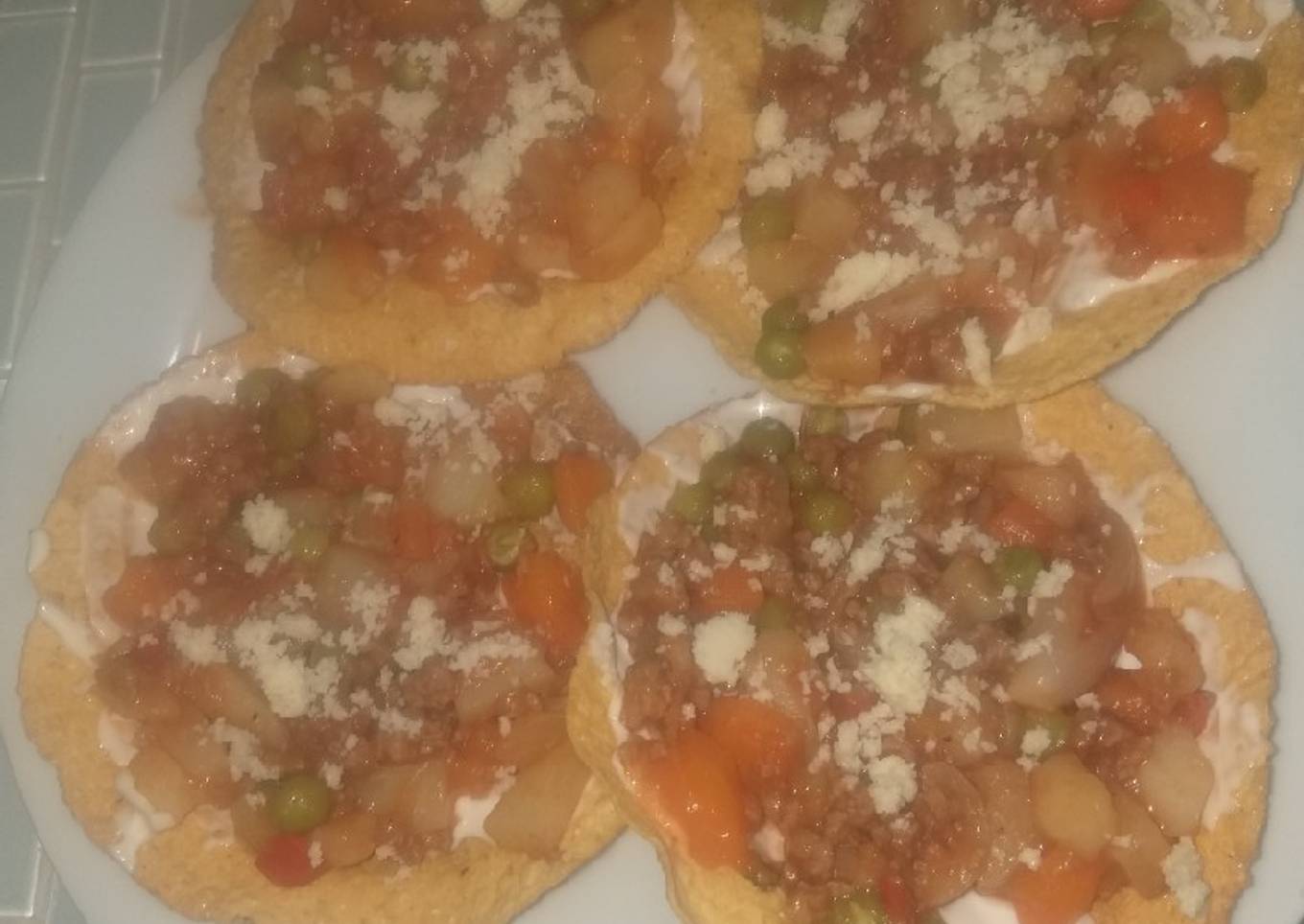 Tostadas de verduras con carne molida!¡!