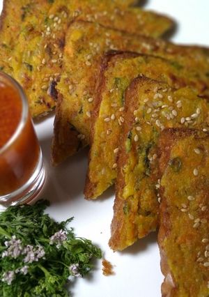 A picture of Moong dal toast.