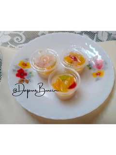 Foto resep Puding Susu Sutra Topping Buah