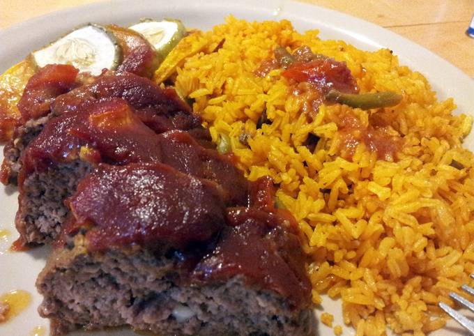So Tasty Mexican Cuisine Yellow rice W/Red Beans & Surprise Meatloaf