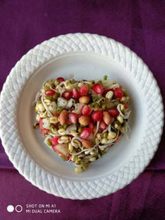 A picture of Sprouted Green Gram Salad/Hesarukalu Kosambari - Low calories and high on nutrients.