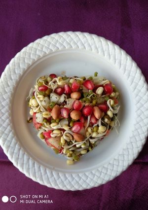 A picture of Sprouted Green Gram Salad/Hesarukalu Kosambari - Low calories  and high on nutrients.