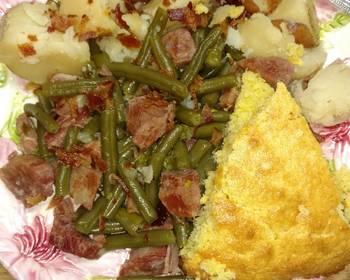 Unique Recipe Ham and Beans with Potatoes and Cornbread Restaurant Style