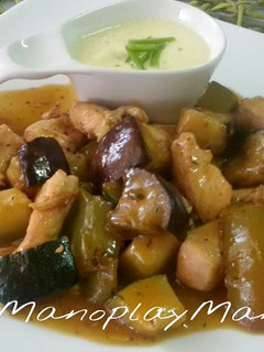 Una foto de Pollo souvlaki en gme, gmf y tradicional: