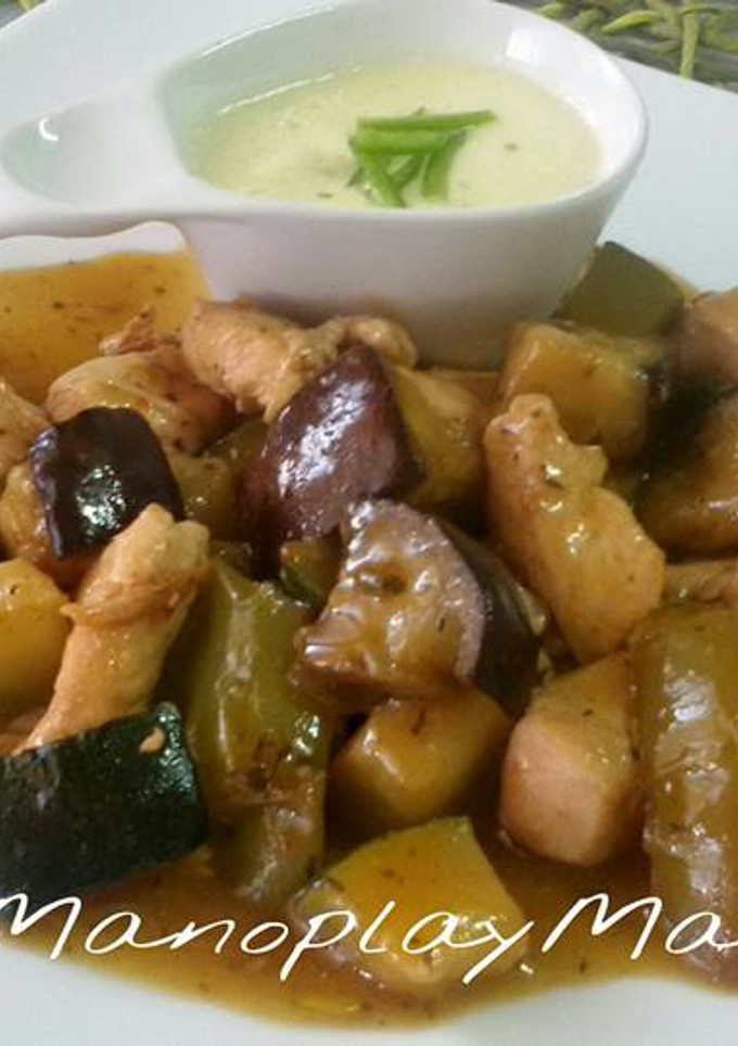 Una foto de Pollo souvlaki en gme, gmf y tradicional: