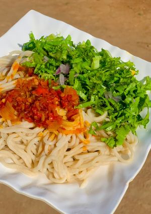 Homemade pasta(taliyar hausa) ainihin hoton girkin