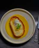 French Toast on Mango Custard
