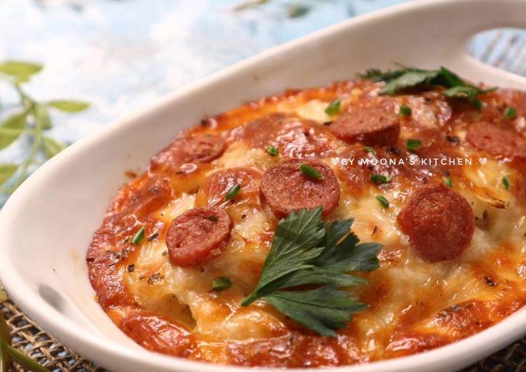 Sausage Mozaru (nasi panggang mozarella sosis)