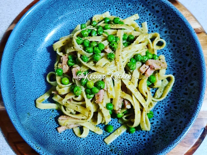 Recipe Ham pesto pasta the Can Spoil the Tongue Really delicious