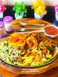 Exotic Veg Sizzler - Stir Fried Veggies Patty Garlicky Rice Grilled Paneer Steak Sizzler