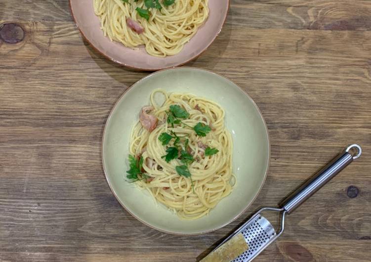 Steps to Prepare Homemade Spaghetti carbonara