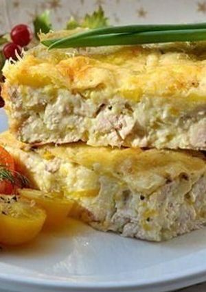 Фото Легкий куриный пирог-запеканка (для завтрака).