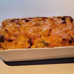 A picture of Sausage Mac and Cheese.
