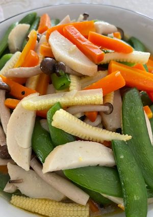 Foto resep Tumis Kapri Wortel Putren Jamur Shimeji