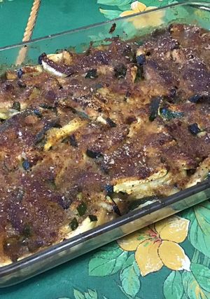 Une photo de Gratin de courgettes parfum de cèpes au parmesan et chapelure aux épices