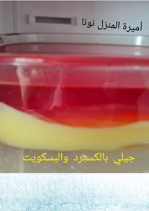 صورة لوصفة جيلي كرز ❤ بالكسترد والبسكويت حلى بارد سهل ولذيذ