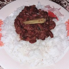 A picture of Red Lobia with boiled Rice.