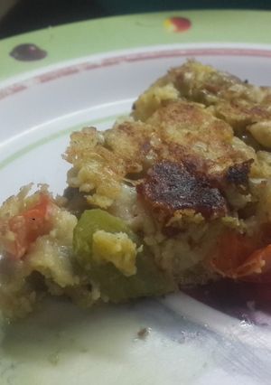 Una foto de Tortilla fácil de arvejas rellena