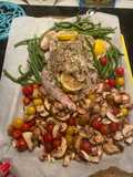 Spatchcock Herb of Provence Chicken w Lemon and vegetables (easy sheet pan dinner)