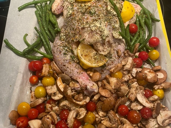 Simple Way Prepare Recipe Spatchcock Herb of Provence Chicken w Lemon and vegetables (easy sheet pan dinner) that is  Makes Drooling, Really Delicious}