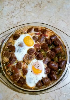 صورة لوصفة طاجن سجق بالبيض
