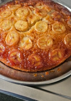 Una foto de Torta de banana invertida