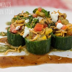 A picture of Crispy corn in cucumber pockets.
