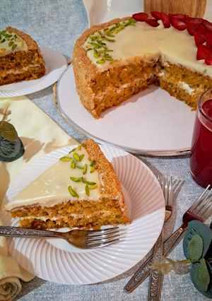 عکسی از دستور کیک کافی شاپی هویج و گردو