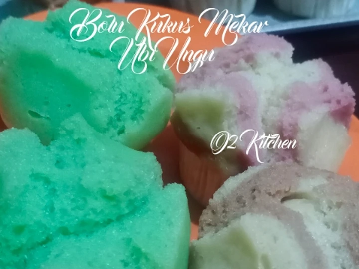 Cara Mudah Menyiapkan Resep #068 Bolu Kukus Mekar Ubi Ungu yang Uenak Anti Ribet, Menggugah Selera