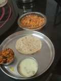 Pulav kadhi capsicum tomato peanut sabji and roti